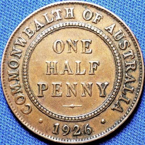 1926 Australian Halfpenny, 'good Very Fine', dot error