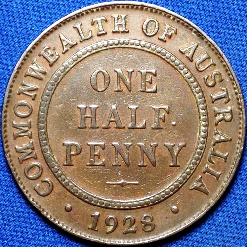 1928 Australian Halfpenny, 'Very Fine'