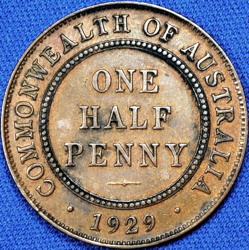 1929 Australian Halfpenny, 'Extremely Fine'