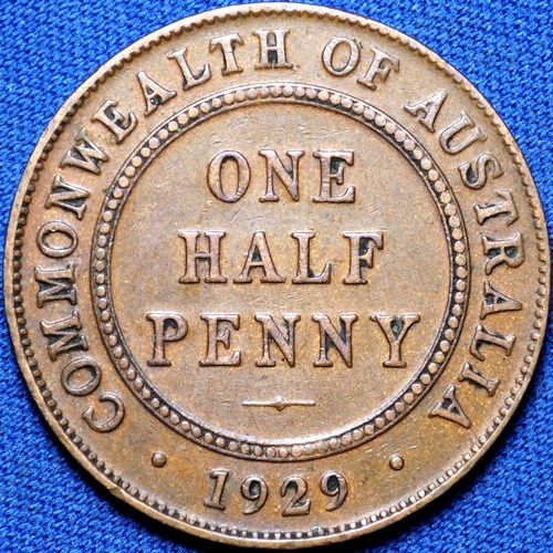 1929 Australian Halfpenny, 'Very Fine'