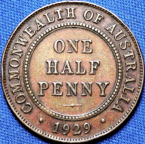 1929 Australian Halfpenny, 'good Very Fine'