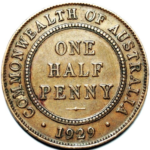 1929 Australian Halfpenny, 'good Very Fine'