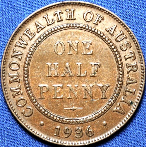 1936 Australian Halfpenny, 'Extremely Fine'