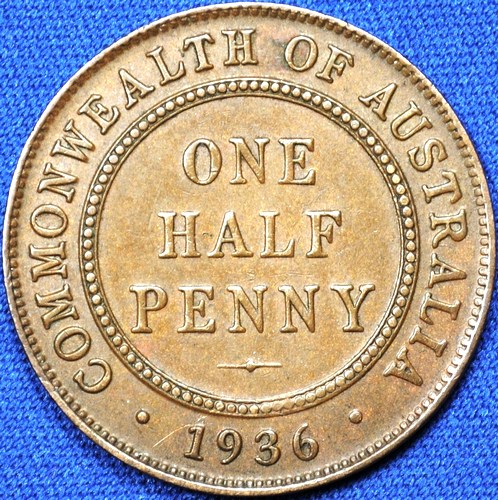 1936 Australian Halfpenny, 'about Extremely Fine'