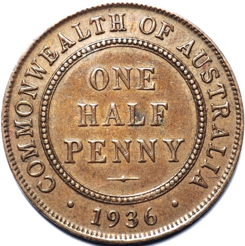 1936 Australian Halfpenny, 'about Extremely Fine'