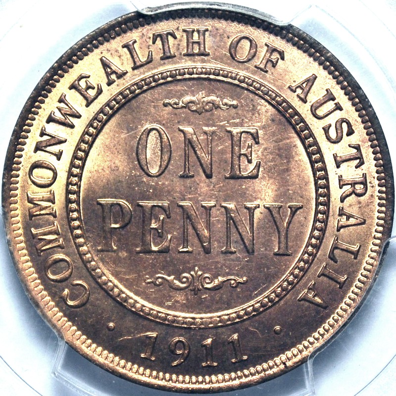 1911 Australian Penny, PCGS MS63RB 'Uncirculated'