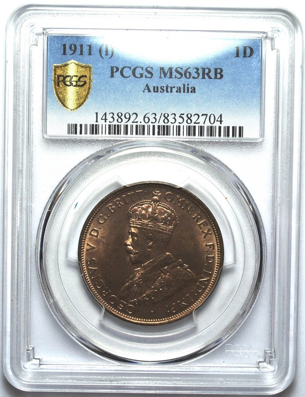 1911 Australian Penny, PCGS MS63RB 'Uncirculated'