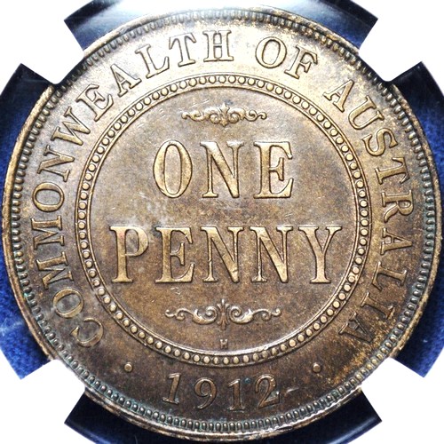 1912 Australian Penny, NGC AU58 'about Uncirculated'