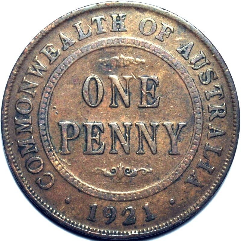 1921 Australian Penny, London obverse, 'good Very Good'