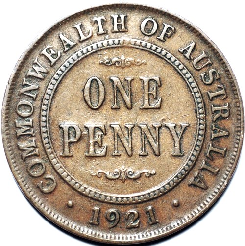 1921 Australian Penny, 'good Fine'