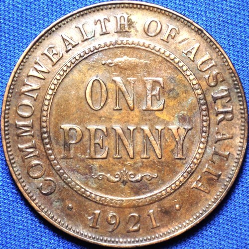 1921 Australian Penny, 'Very Fine'