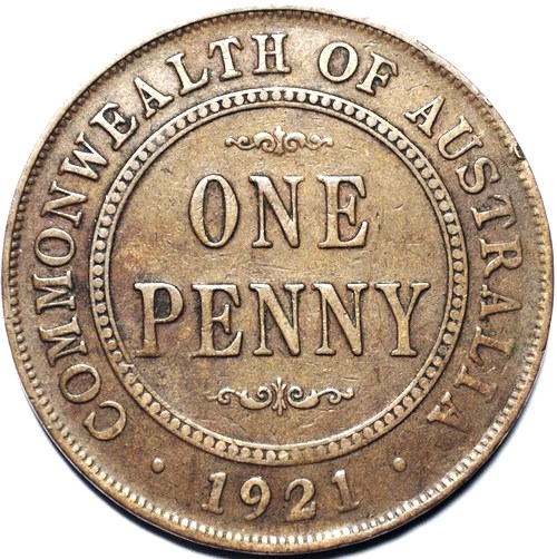 1921 Australian Penny, 'Fine'