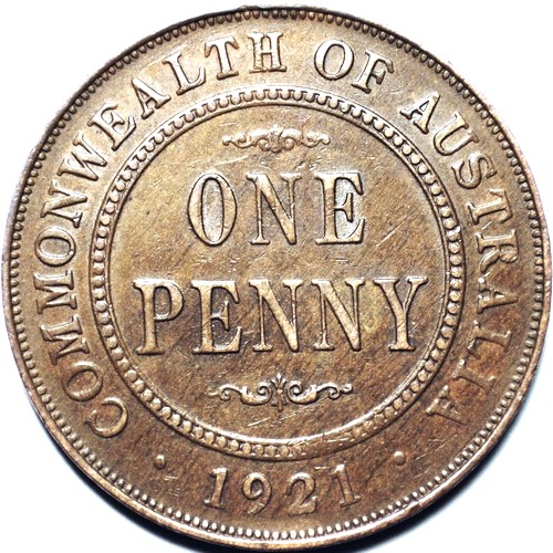 1921 Australian Penny, 'good Very Fine'