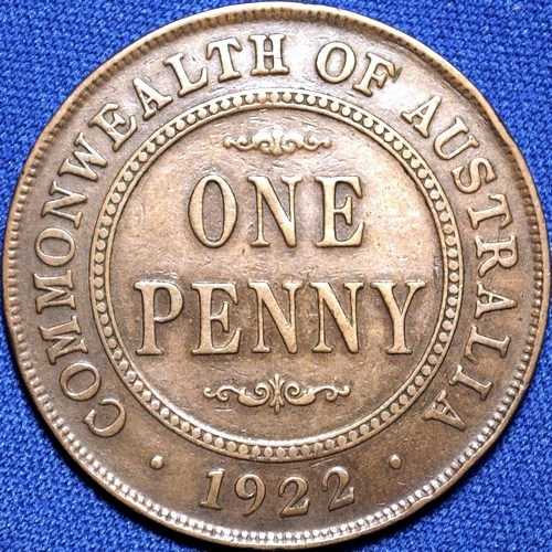 1922 Australian Penny, 'good Fine'