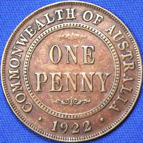 1922 Australian Penny, 'about Very Fine'