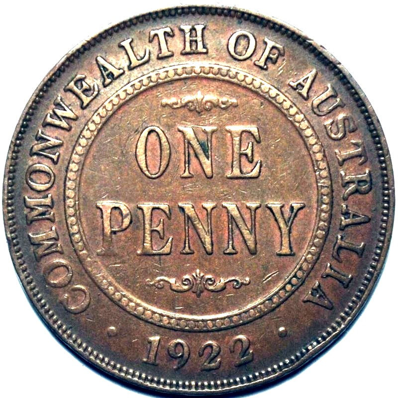 1922 Australian Penny, 'Very Fine'