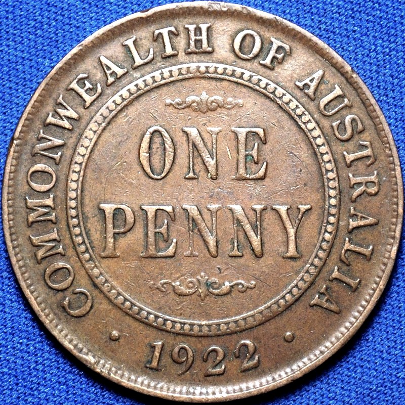 1922 Australian Penny, Indian obverse, 'aVF'