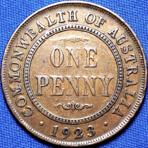 1923 Australian Penny, 'about Fine'