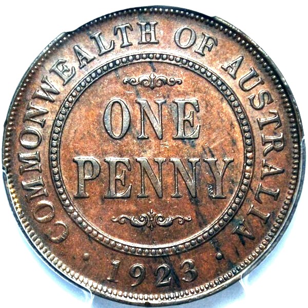 1923 Australian Penny, PCGS MS62BN 'Uncirculated'