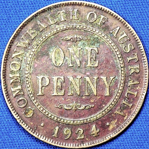 1924 Australian Penny, 'about Very Fine', detractors