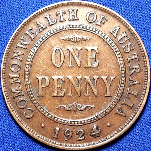 1924 Australian Penny, 'about Very Fine'