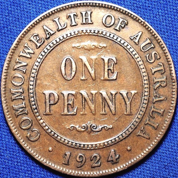 1924 Australian Penny, Indian obverse, 'good Very Good / Fine'