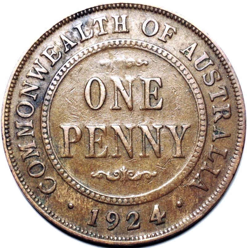 1924 Australian Penny, Indian obverse, 'good Very Good'