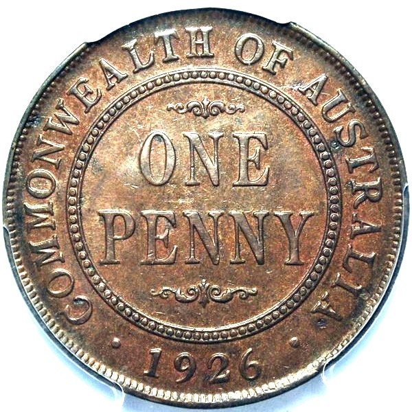 1926 Australian Penny, PCGS AU55 'about Uncirculated'