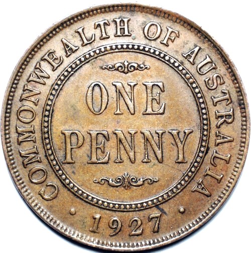 1927 Australian Penny, 'about Extremely Fine'