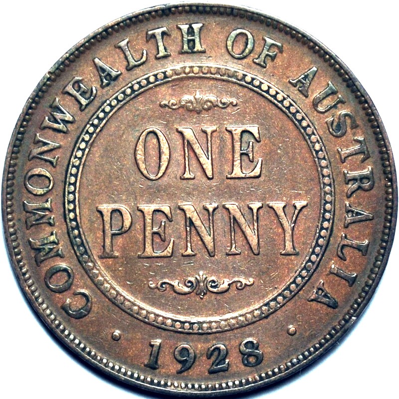 1928 Australian Penny, 'about Very Fine'
