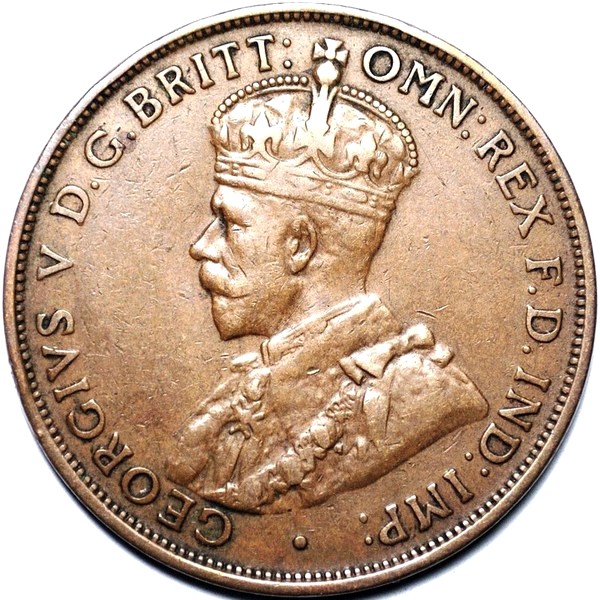 1931 Australian Penny, dropped 1 London, 'about Very Fine'