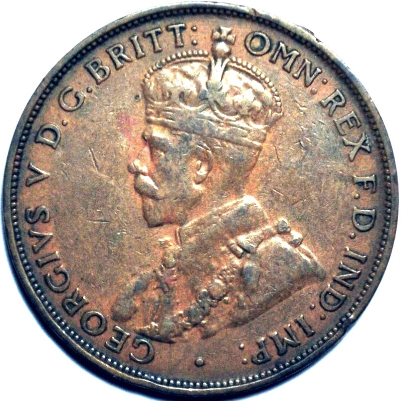 1933/2 overdate Australian Penny, 'good Fine', marks