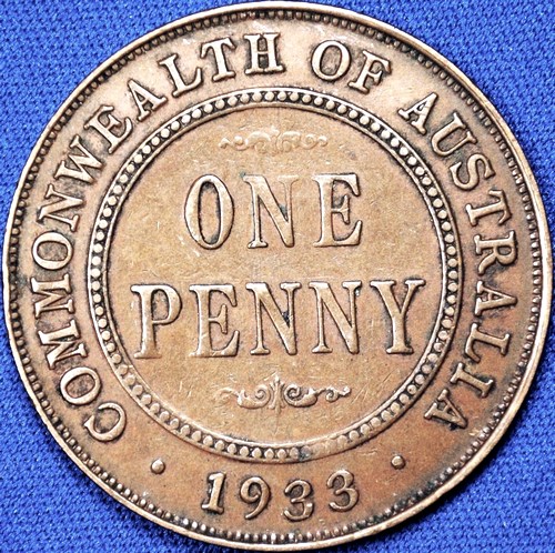 1933 Australian Penny, 'Very Fine'