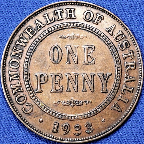 1933 Australian Penny, 'Very Fine'