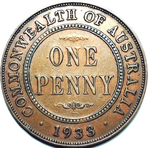 1933 Australian Penny, 'good Very Fine'
