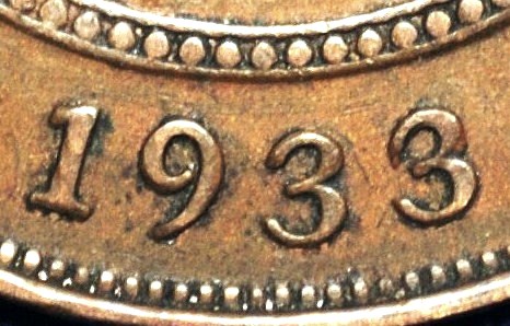1933/2 overdate Australian Penny, 'VF', detractors