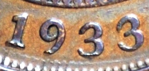 1933/2 overdate Australian Penny, 'good Fine', rubbed