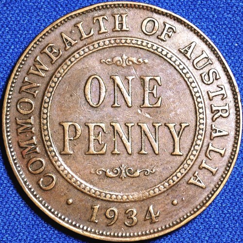 1934 Australian Penny, 'Very Fine'