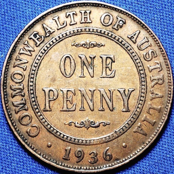 1936 Australian Penny, 'about Very Fine'