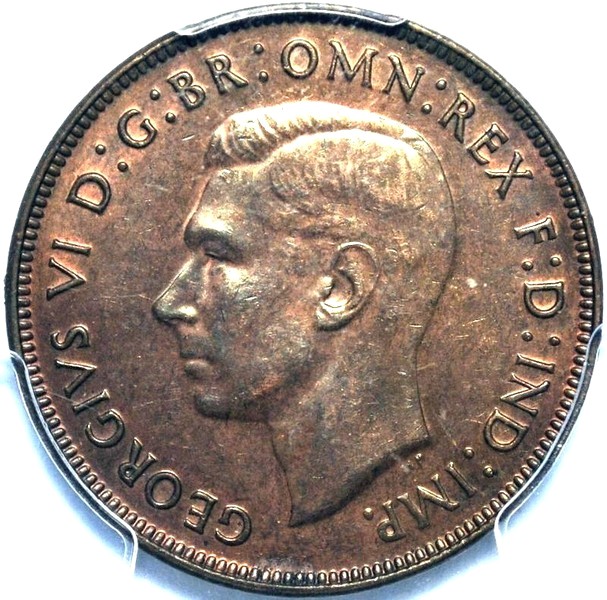 1941 (m) Australian Penny, PCGS MS62BN 'Uncirculated'