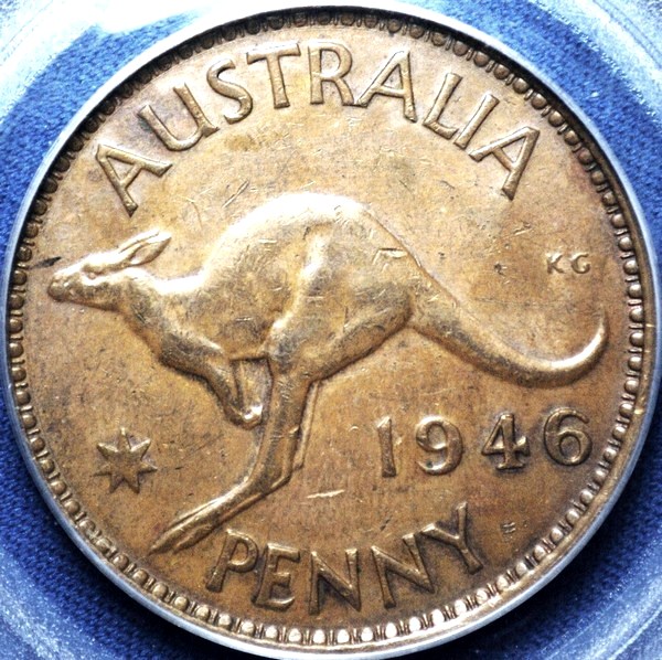 1946 Australian Penny, PCGS AU58 'about Uncirculated'