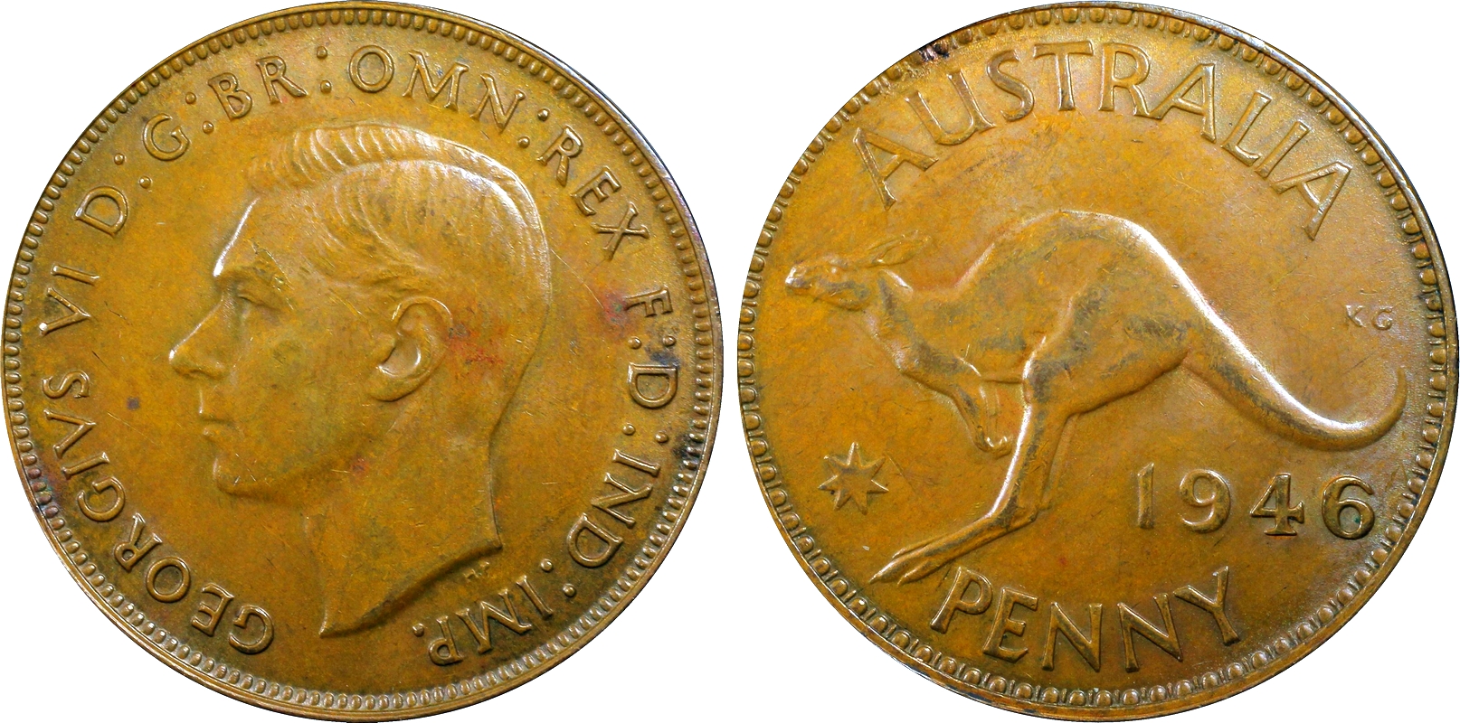 1946 Australian Penny, PCGS AU58 'about Uncirculated'