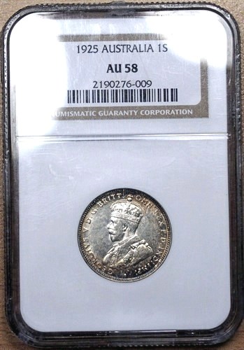 1925 Australian Shilling, NGC AU58 'about Uncirculated'
