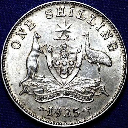 1935 Australian Shilling, 'about Uncirculated'