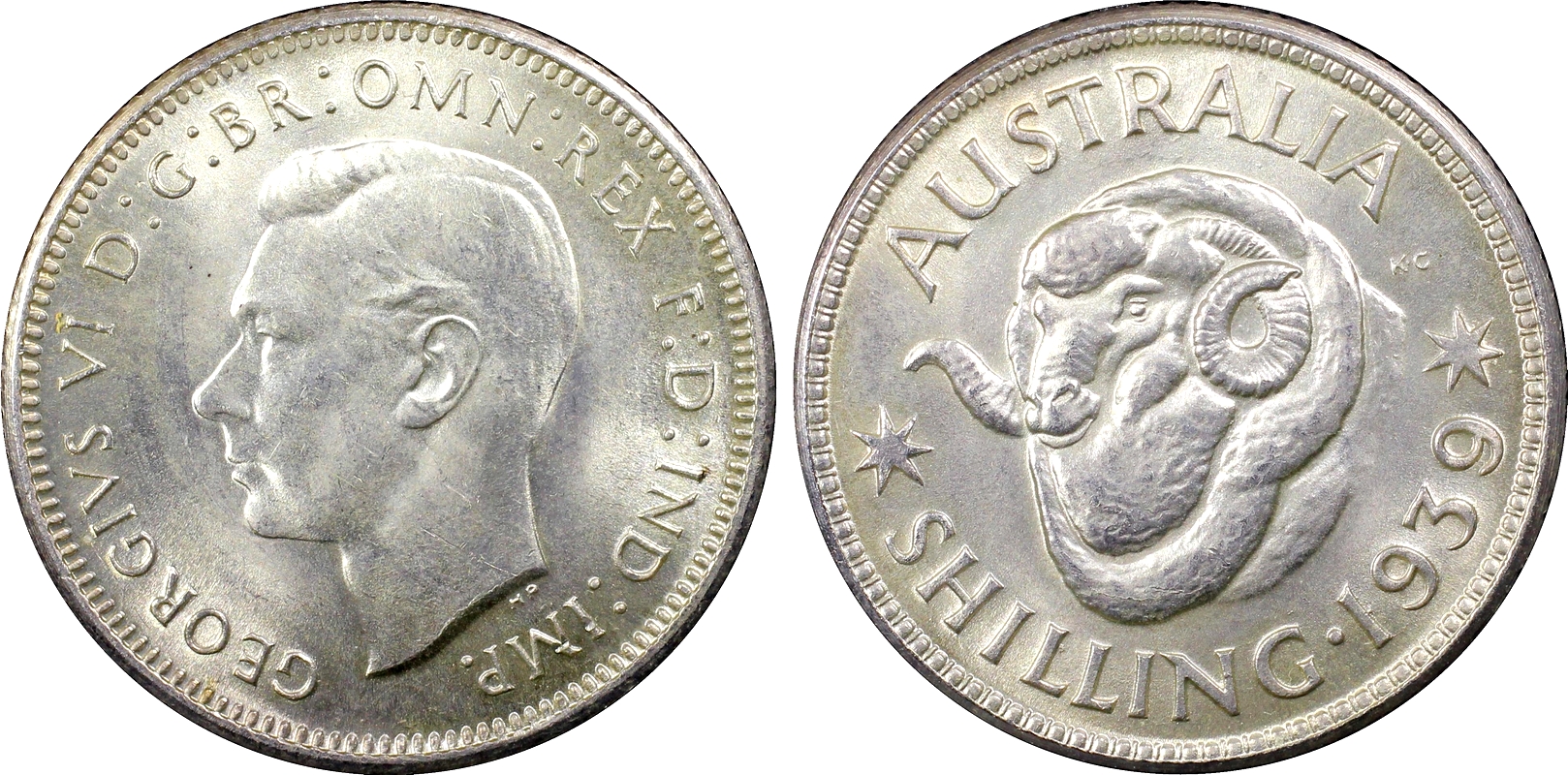 1939 Australian Shilling, PCGS MS64 'Uncirculated'