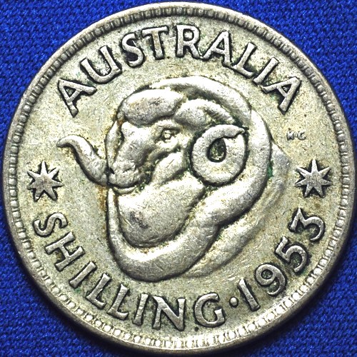 1953 Australian Shilling, 'average circulated'