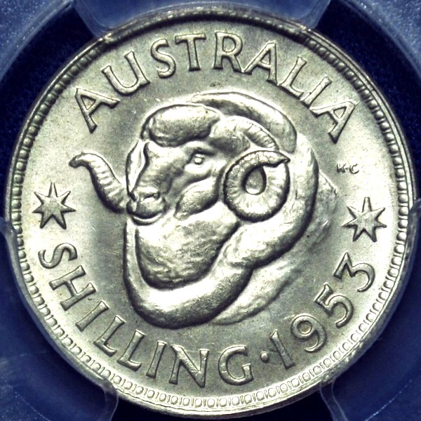 1953 Australian Shilling, PCGS MS64 'Uncirculated'