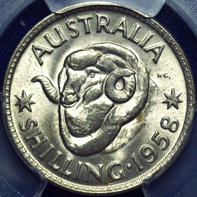 1958 Australian Shilling, PCGS MS64 'Uncirculated'