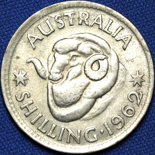 1962 Australian Shilling, 'good Fine', lamination flaw