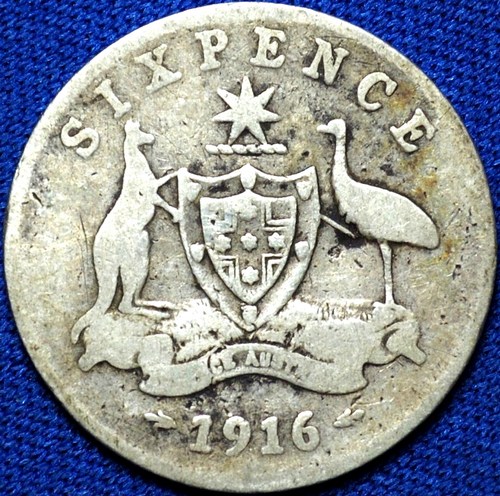 1916 Australian Sixpence, 'Good'
